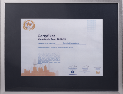 Certyfikat Mieszkanie Roku 2014/2015